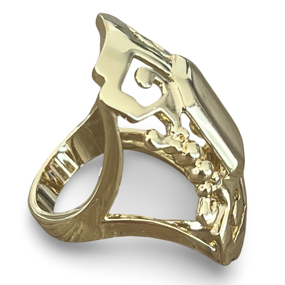 Nicholas Liu Chinoiserie Cut Out Gold Statement Ring Size 8 - Picture 5 of 8
